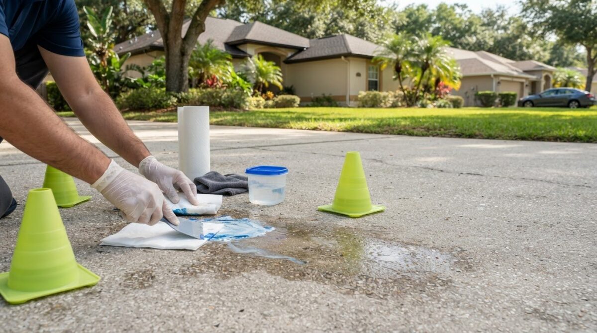 Paint Spill Cleanup on Concrete in Fruit Cove