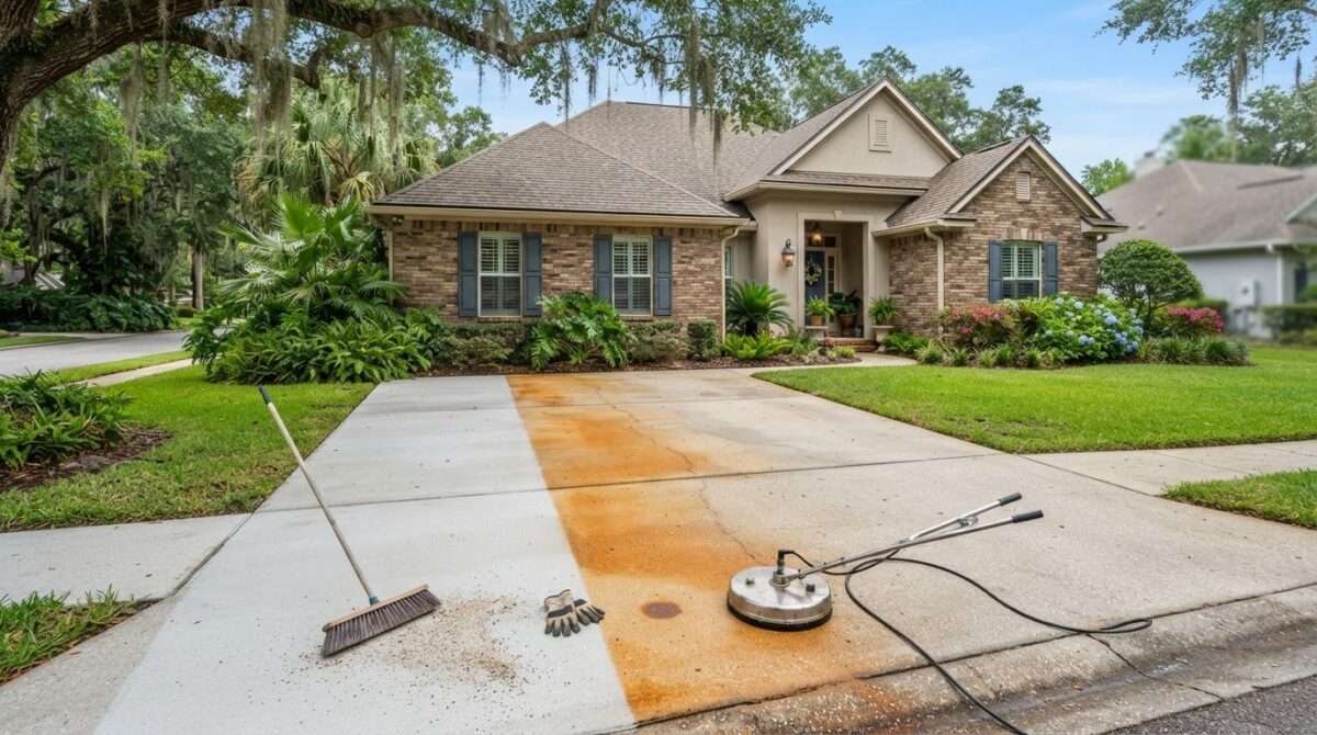 How to Remove Fertilizer Stains from a Driveway in Fleming Island